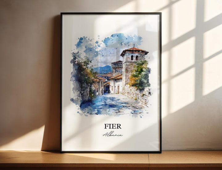 Fier Albania Wall Art, Albania Print, Albania Watercolor Art, Fier Gift, Travel Print, Travel Poster, Housewarming Gift
