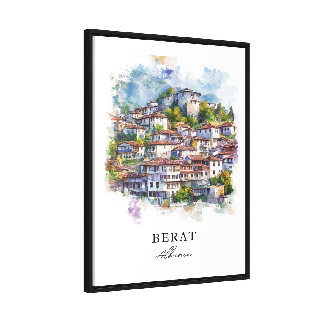 Berat Wall Art, Berat Albania Print, Berat Watercolor Art, Albania Gift, Travel Print, Travel Poster, Housewarming Gift