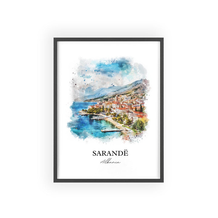 Sarandë Wall Art, Albanian Riviera Print, Albania Watercolor Art, Sarandë Albania Gift, Travel Print, Travel Poster, Housewarming Gift