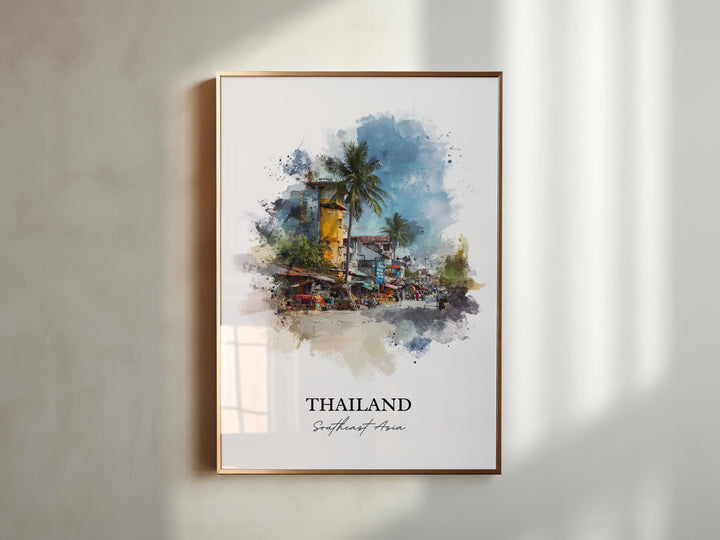 Thailand Wall Art, Thailand Print, Thailand Watercolor Art, Thailand Gift, Travel Print, Travel Poster, Housewarming Gift