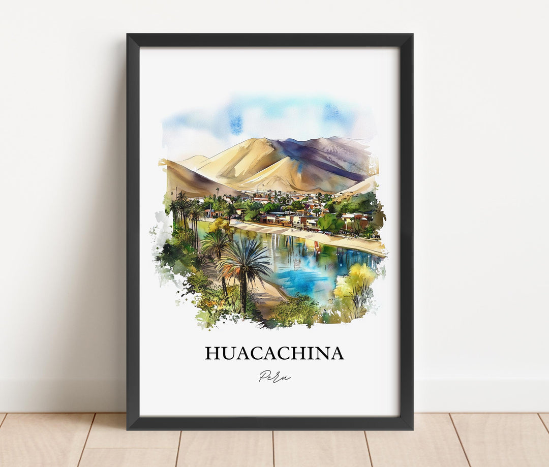 Huacachina Wall Art, Ica Peru Print, Peru Watercolor Art, Huacachina Peru Gift, Travel Print, Travel Poster, Housewarming Gift