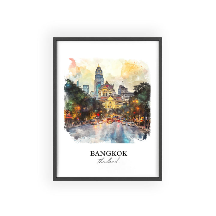 Bangkok Wall Art, Thailand Print, Thailand Watercolor Art, Bangkok Gift, Travel Print, Travel Poster, Housewarming Gift