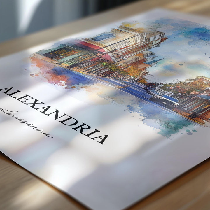 Alexandria Louisiana Art, Rapides Parish Print, Louisiana Watercolor, Alexandria LA Gift, Travel Print, Travel Poster, Housewarming Gift