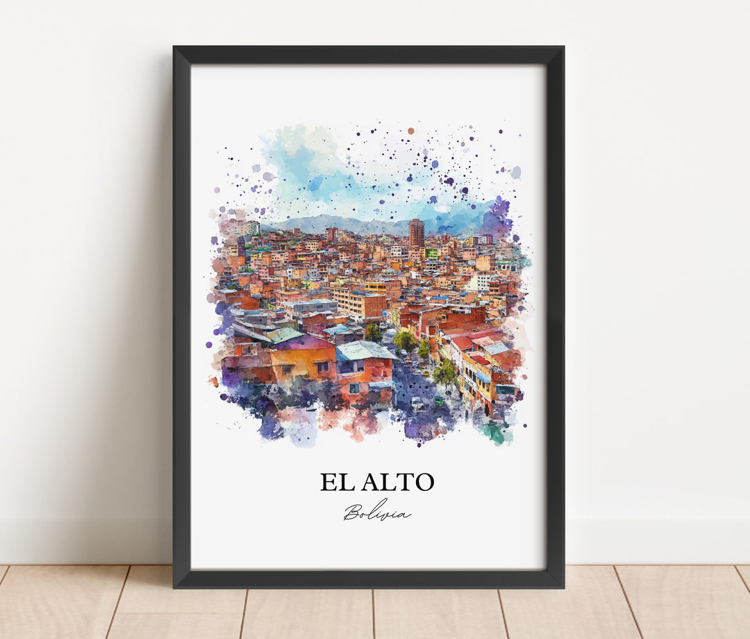 El Alto Bolivia Wall Art, La Paz Print, Bolivia Watercolor Art, El Alto Bolivia Gift, Travel Print, Travel Poster, Housewarming Gift