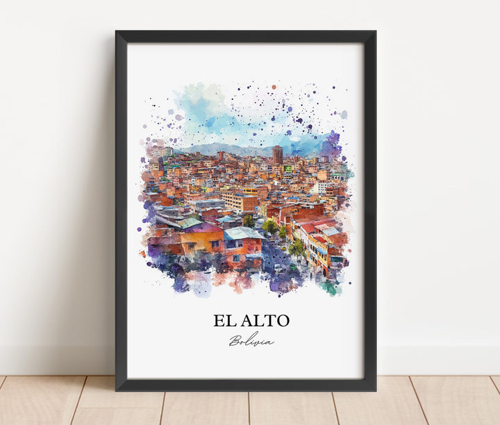 El Alto Bolivia Wall Art, La Paz Print, Bolivia Watercolor Art, El Alto Bolivia Gift, Travel Print, Travel Poster, Housewarming Gift