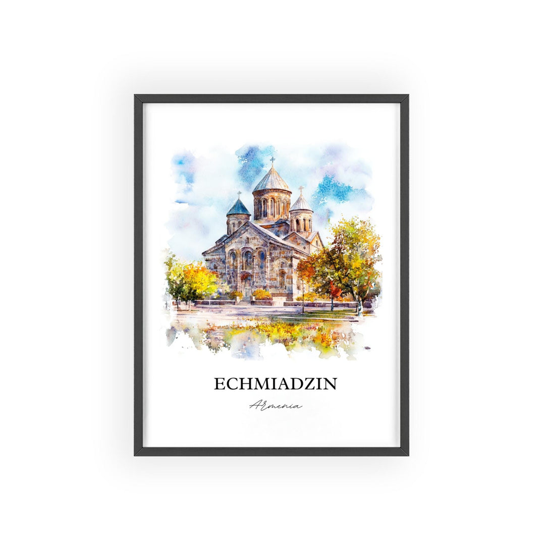 Echmiadzin Wall Art, Vagharshapat Print, Armenia Watercolor Art, Echmiadzin Gift, Travel Print, Travel Poster, Housewarming Gift