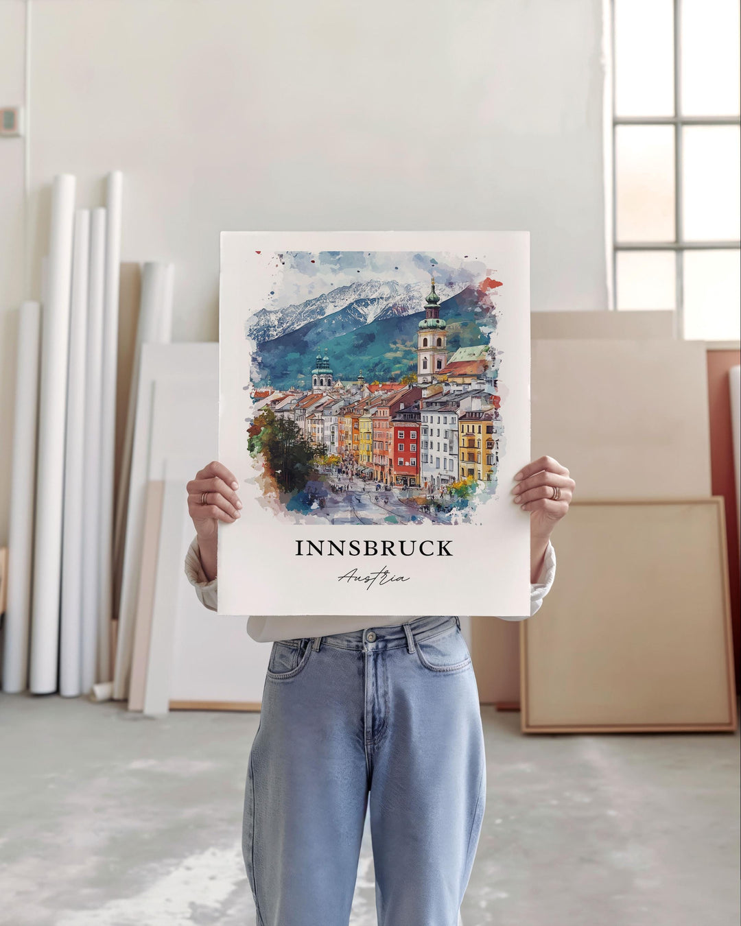 Innsbruck Wall Art, Innsbruck Austria Print, Innsbruck Watercolor Art, Innsbruck Gift, Travel Print, Travel Poster, Housewarming Gift