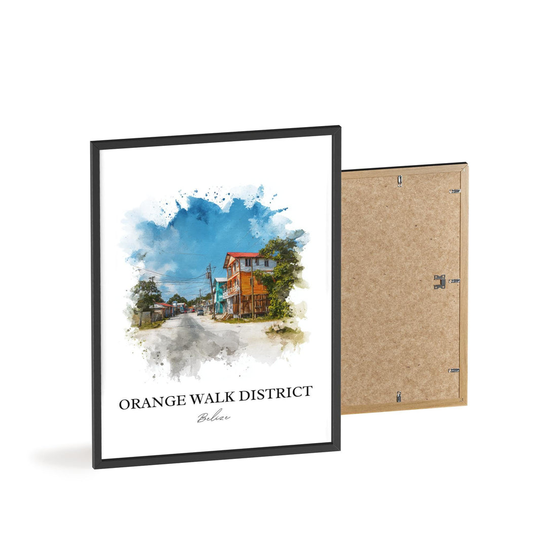 Orange Walk District Art, Belize Print, Belize Watercolor Art, Belize Gift, Belize Travel Print, Travel Poster, Housewarming Gift