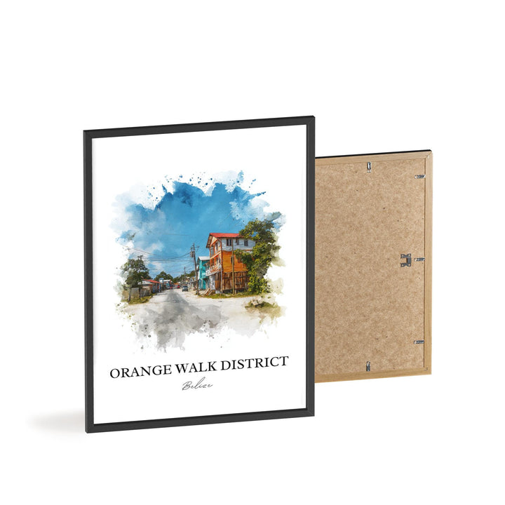 Orange Walk District Art, Belize Print, Belize Watercolor Art, Belize Gift, Belize Travel Print, Travel Poster, Housewarming Gift