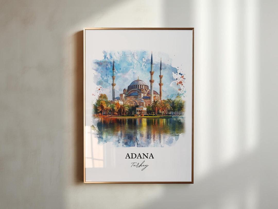 Adana Wall Art, Seyhan River Print, Turkey Watercolor Art, Adana Turkey Gift, Travel Print, Travel Poster, Housewarming Gift