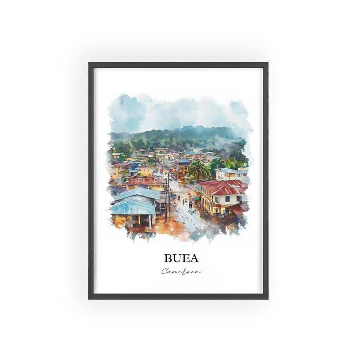 Buea Wall Art, Cameroon Print, Cameroon Watercolor Art, Buea Cameroon Gift, Travel Print, Travel Poster, Housewarming Gift