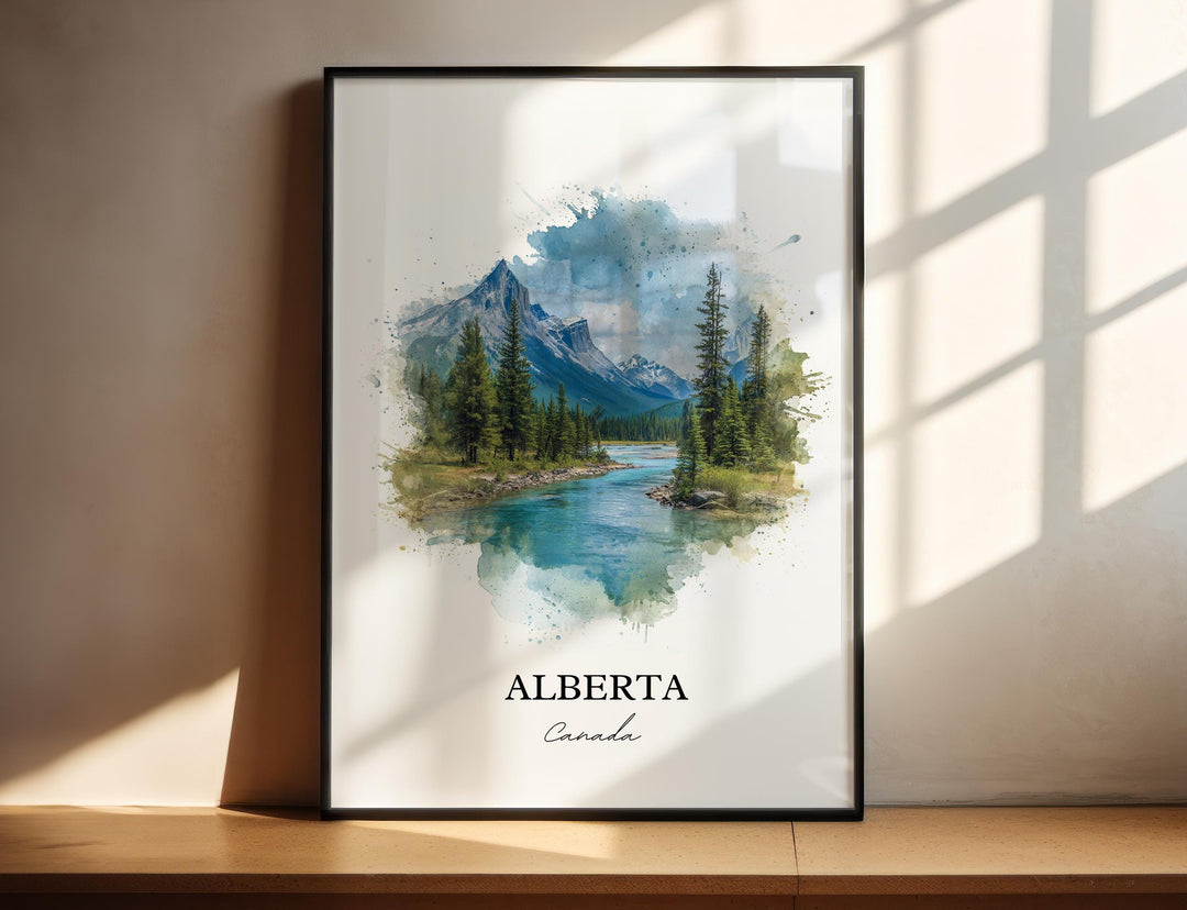 Alberta Canada Wall Art, Alberta Canada Print, Canada Watercolor Art, Alberta Gift, Alberta Travel Print, Travel Poster, Housewarming Gift