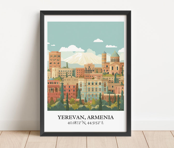 Yerevan Art, Yerevan Retro Travel Art, Yerevan Home Decor, Armenia Gift, Armenian Travel Art, Travel Prints, Housewarming Gift