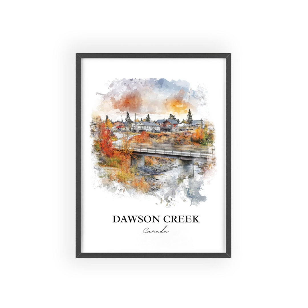 Dawson Creek Wall Art, British Columbia Print, Canada Watercolor Art, Dawson Creek Gift, Travel Print, Travel Poster, Housewarming Gift