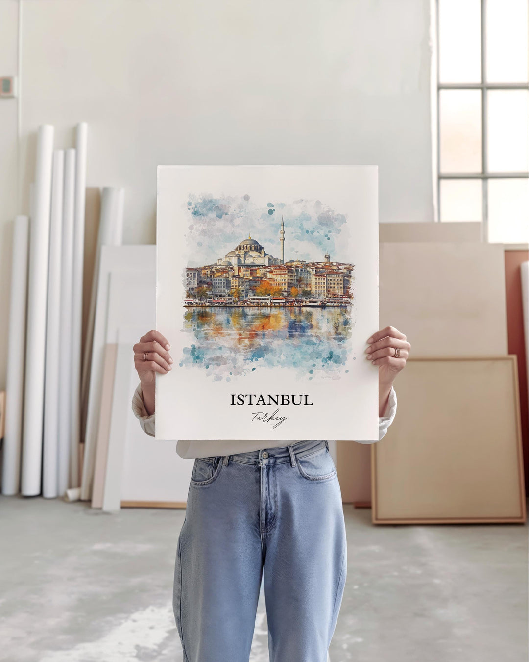 Istanbul Wall Art, Istanbul Turkey Print, Turkey Watercolor Art, Istanbul Gift, Travel Print, Travel Poster, Housewarming Gift