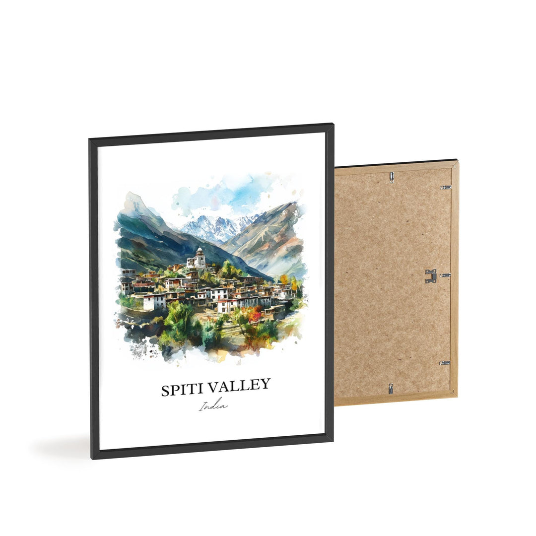 Spiti Valley Wall Art, Himalayas India Print, India Watercolor Art, Spiti Valley India Gift, Travel Print, Travel Poster, Housewarming Gift