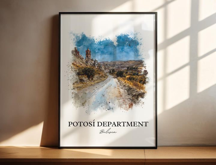Potosí Bolivia Wall Art, Bolivia Print, Bolivia Watercolor Art, Potosí Dept Gift, Bolivia Travel Print, Travel Poster, Housewarming Gift