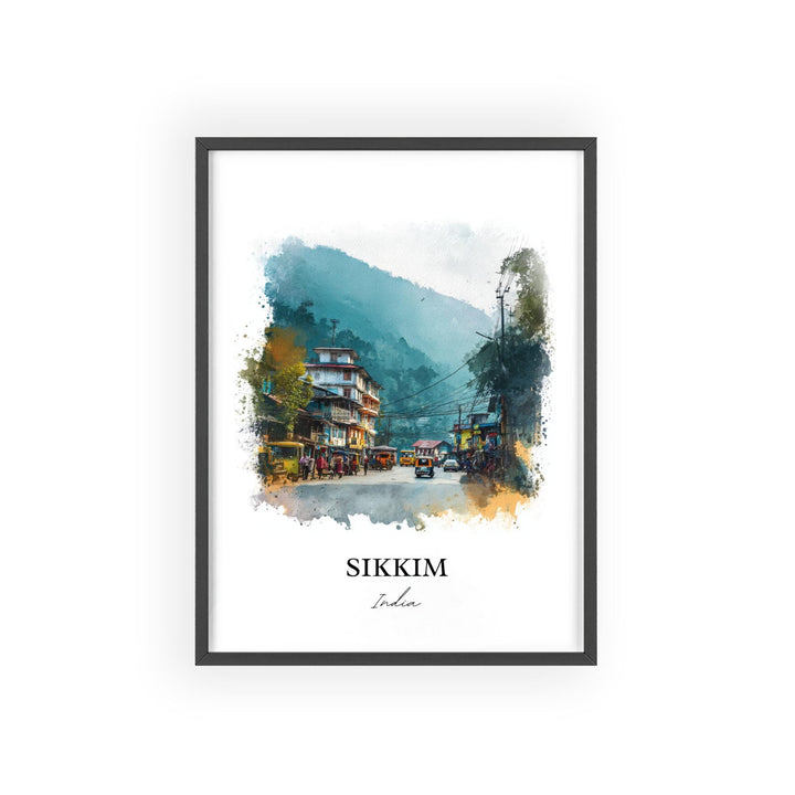 Sikkim India Wall Art, Sikkim Print, Sikkim India Watercolor Art, India Gift, India Travel Print, Travel Poster, Housewarming Gift