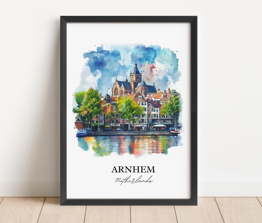 Arnhem Wall Art, Gelderland Province Print, Netherlands Watercolor Art, Arnhem Gift, Travel Print, Travel Poster, Housewarming Gift