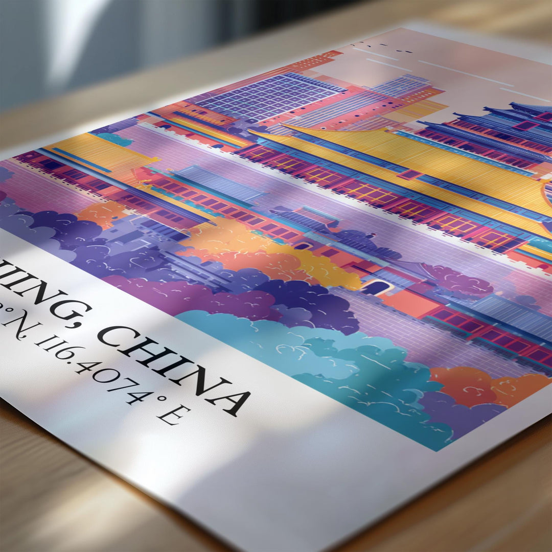 Beijing Art, Beijing Retro Travel Art, Beijing Home Decor, Beijing China Gift, China Travel Art, Travel Prints, Housewarming Gift