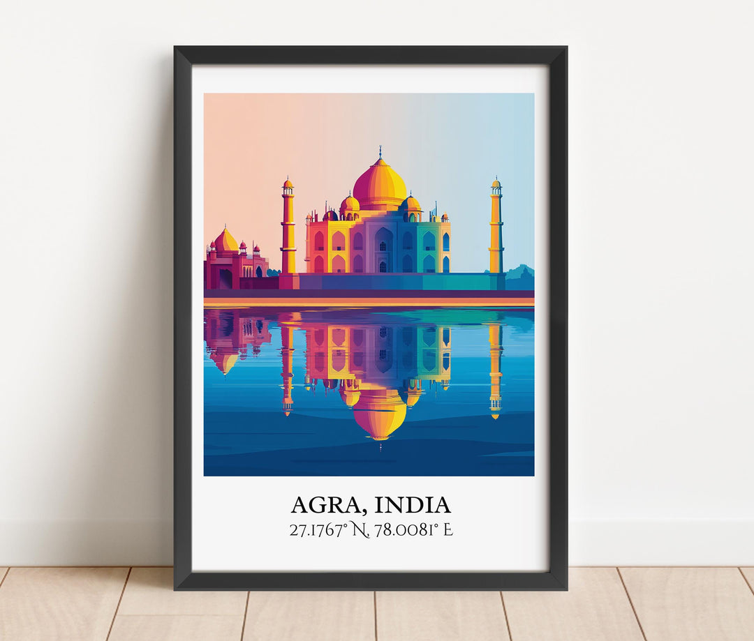 Agra India Art, Agra Retro Travel Art, Agra India Home Decor, India Gift, India Travel Art, Travel Prints, Housewarming Gift