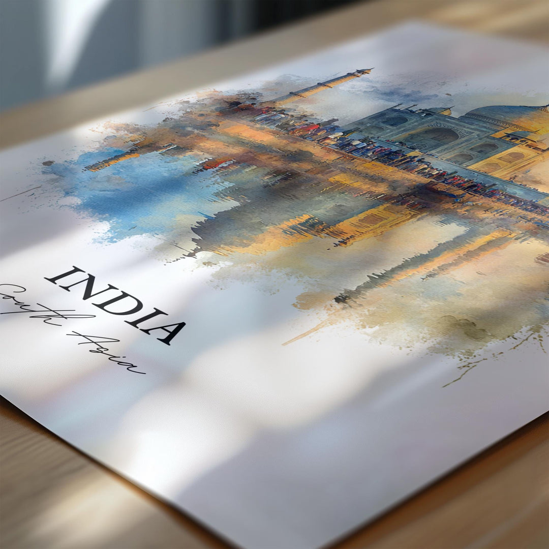 India Wall Art, India Print, India Watercolor Art, New Delhi Gift, Travel Print, Travel Poster, Housewarming Gift