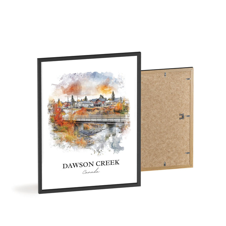Dawson Creek Wall Art, British Columbia Print, Canada Watercolor Art, Dawson Creek Gift, Travel Print, Travel Poster, Housewarming Gift
