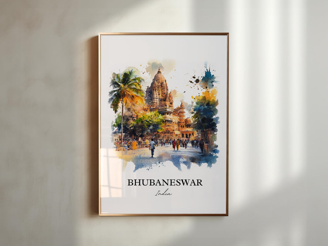 Bhubaneswar Wall Art, Odisha India Print, India Watercolor Art, Bhubaneswar India Gift, Travel Print, Travel Poster, Housewarming Gift