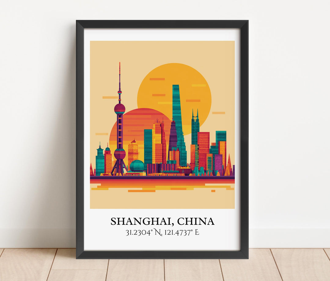 Shanghai Art, Shanghai Retro Travel Art, Shanghai Home Decor, Shanghai China Gift, China Travel Art, Travel Prints, Housewarming Gift