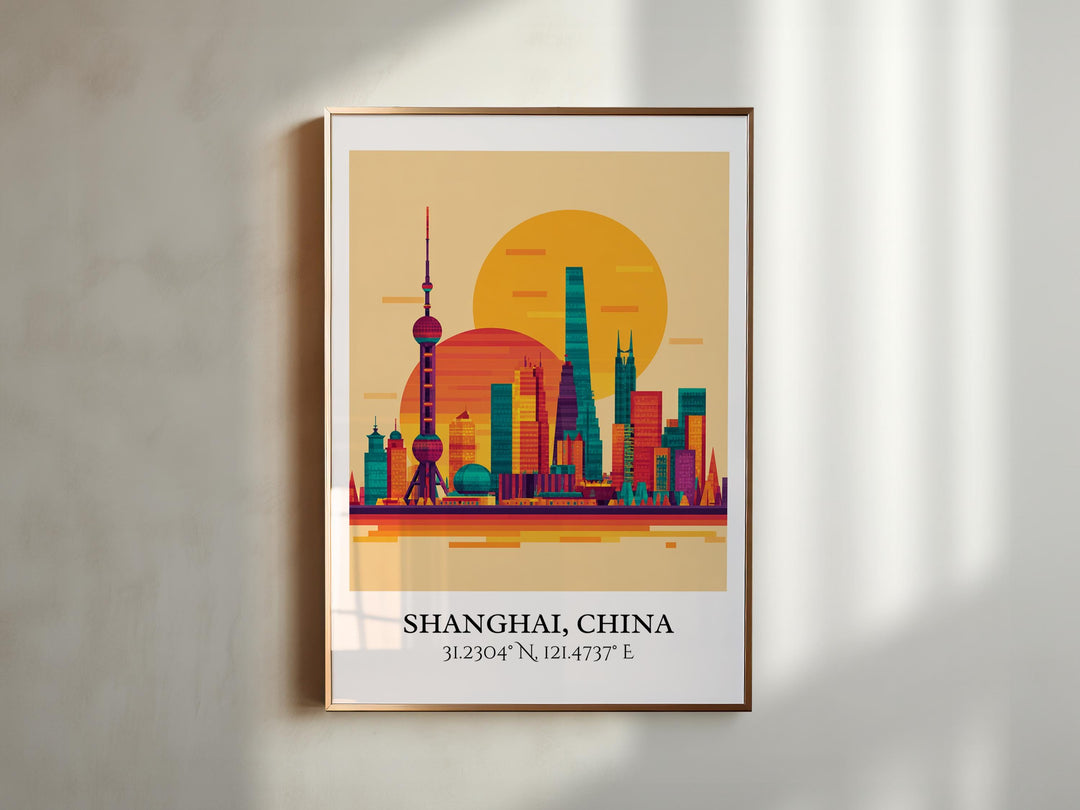 Shanghai Art, Shanghai Retro Travel Art, Shanghai Home Decor, Shanghai China Gift, China Travel Art, Travel Prints, Housewarming Gift