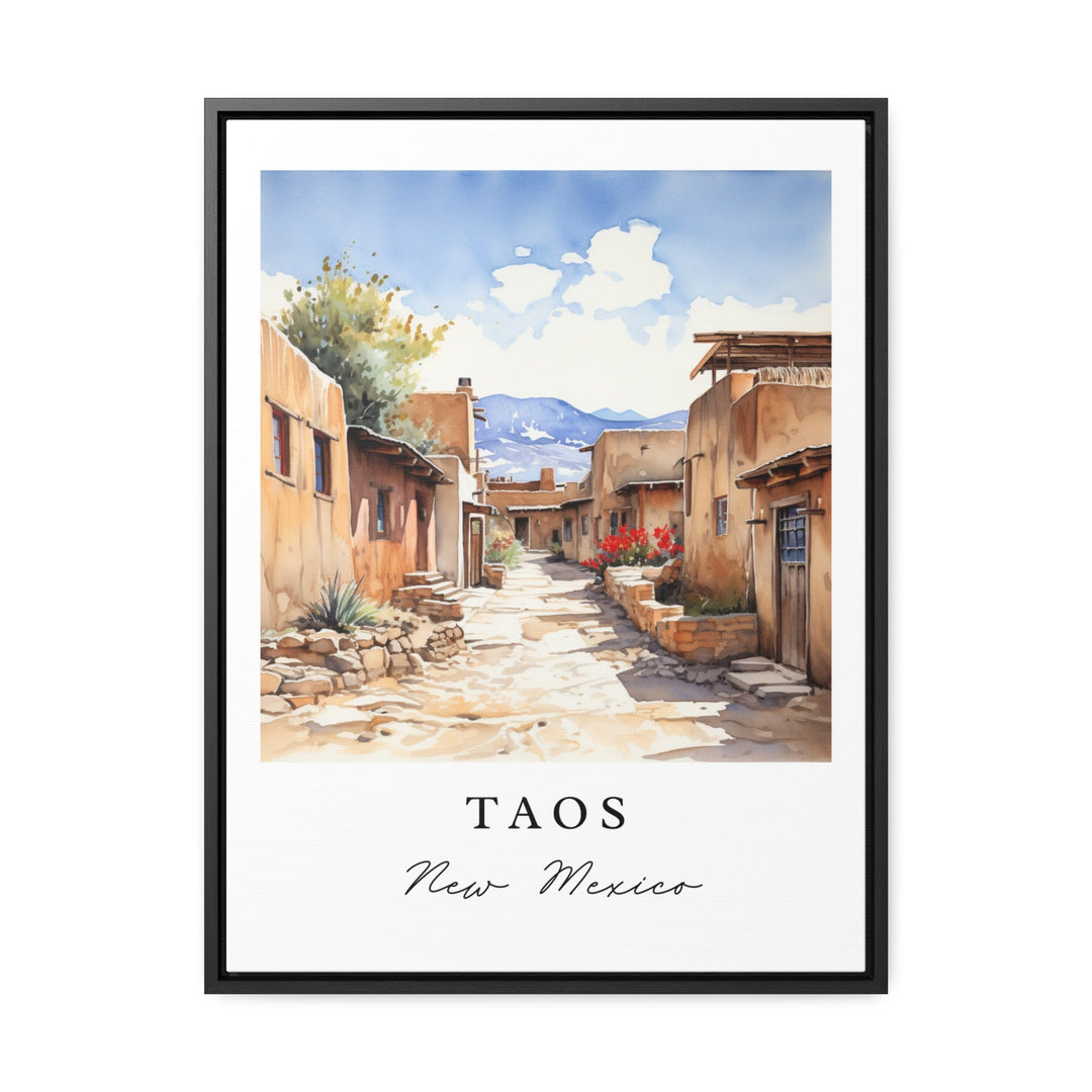 Taos traditional travel art - New Mexico, Taos poster print, Wedding gift, Birthday present, Custom Text, Perfect Gift