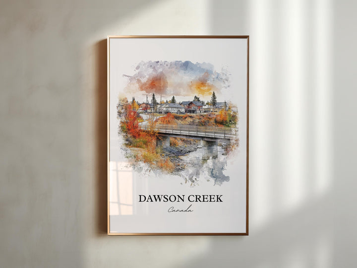 Dawson Creek Wall Art, British Columbia Print, Canada Watercolor Art, Dawson Creek Gift, Travel Print, Travel Poster, Housewarming Gift