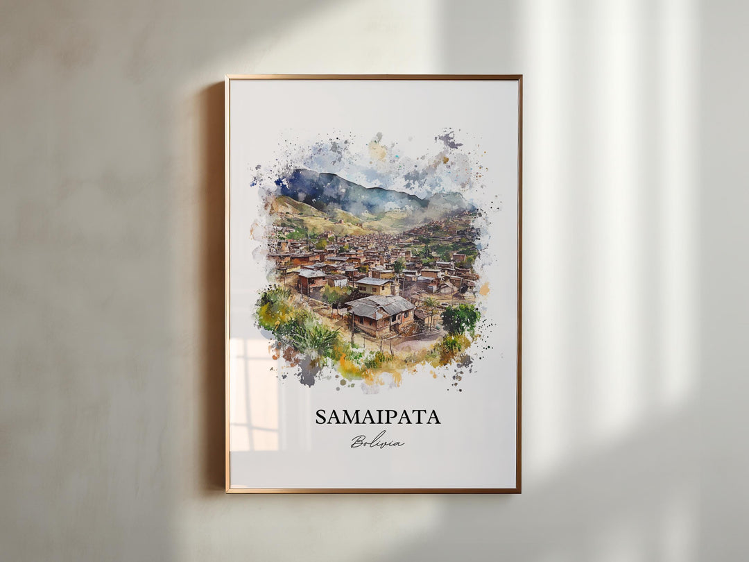 Samaipata Wall Art, Bolivian Andes Print, Bolivia Watercolor Art, Samaipata Bolivia Gift, Travel Print, Travel Poster, Housewarming Gift