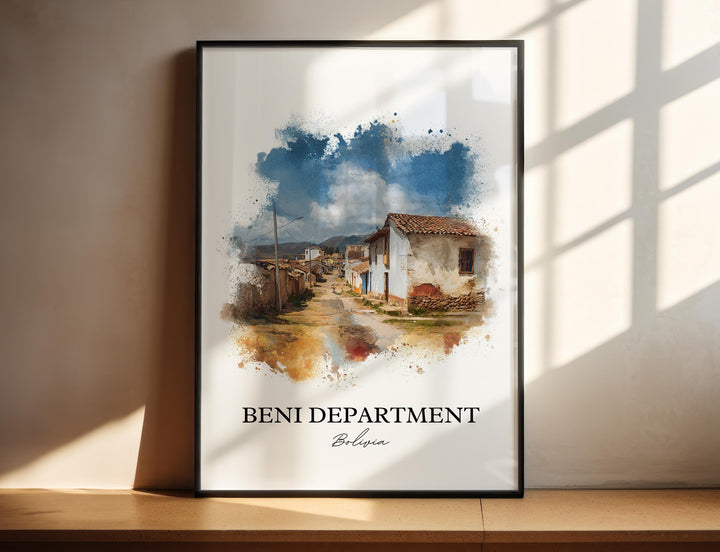 Beni Bolivia Wall Art, Beni Department Print, Bolivia Watercolor Art, Bolivia Gift, Bolivia Travel Print, Travel Poster, Housewarming Gift