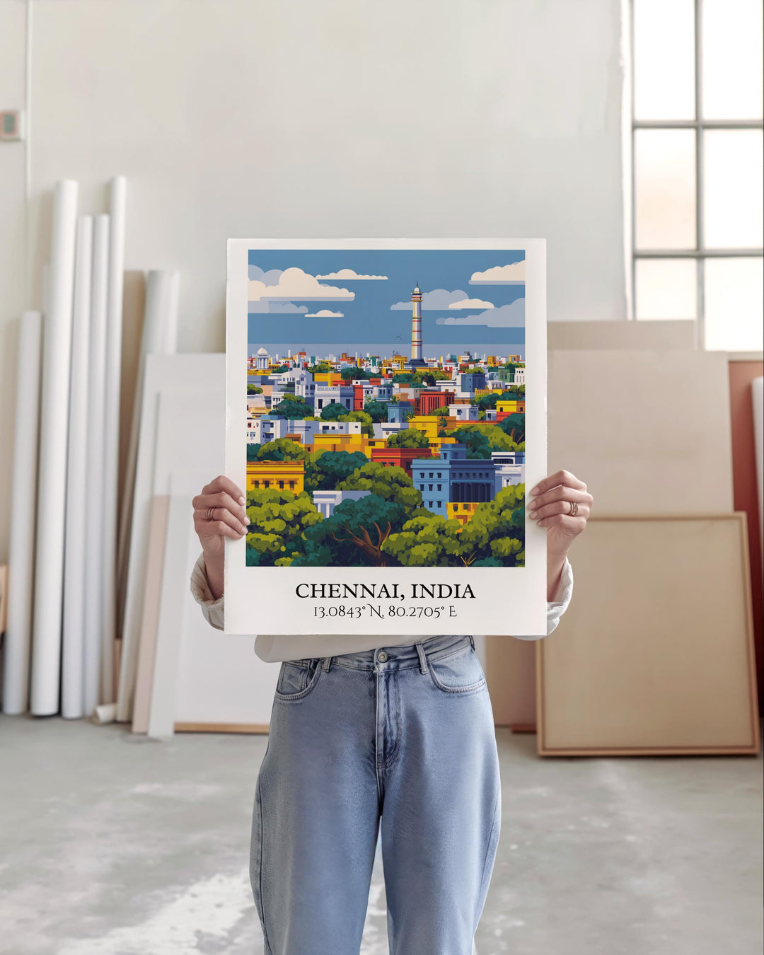 Chennai Art, Chennai India Retro Travel Art, Chennai Home Decor, Chennai India Gift, India Travel Art, Travel Prints, Housewarming Gift