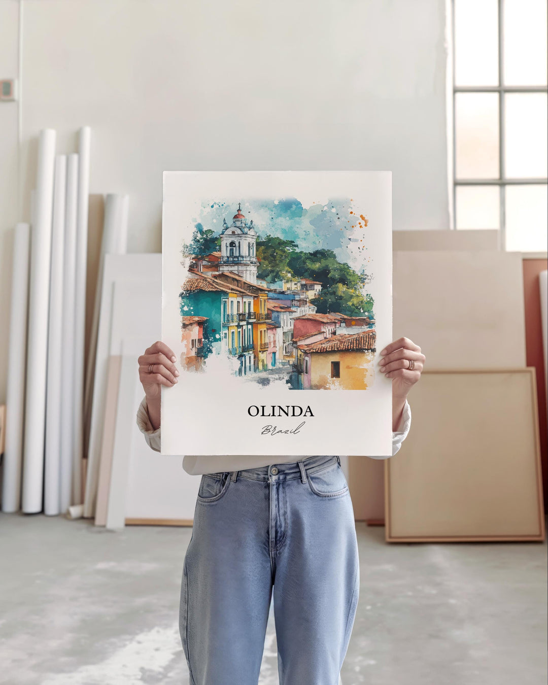 Olinda Brazil Wall Art, Recife Print, Brazil Watercolor Art, Olinda Brazil Gift, Travel Print, Travel Poster, Housewarming Gift