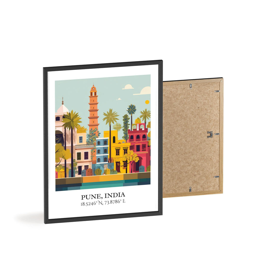 Pune India Art, Pune Retro Travel Art, Pune India Home Decor, India Gift, India Travel Art, Travel Prints, Housewarming Gift