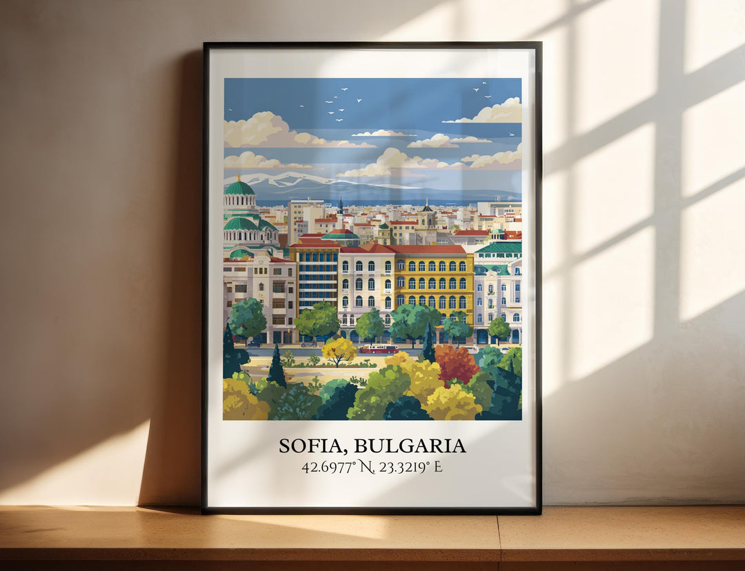 Sofia Bulgaria Art, Bulgaria Retro Travel Art, Bulgaria Home Decor, Bulgaria Gift, Bulgaria Travel Art, Travel Prints, Housewarming Gift