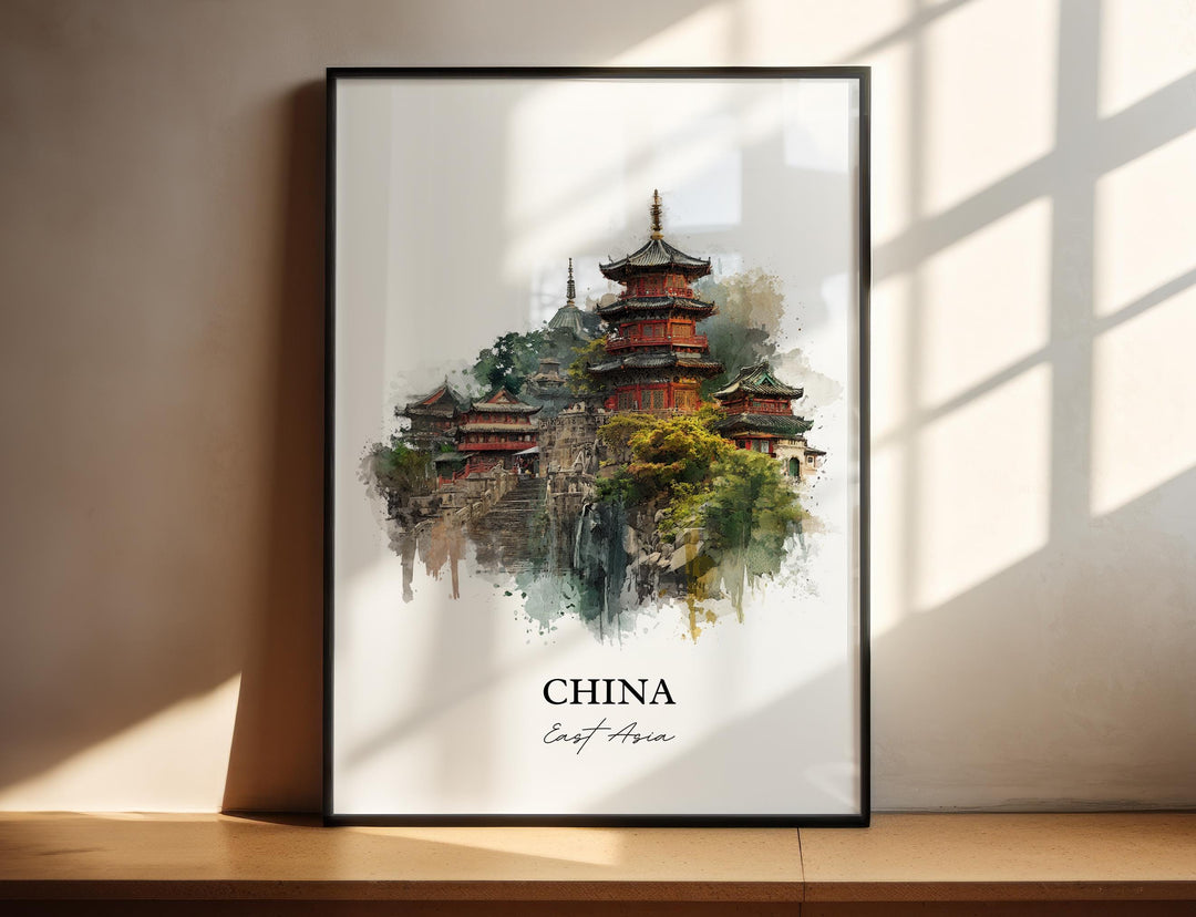 China Wall Art, China Print, China Watercolor Art, China Country Gift, Travel Print, Travel Poster, Housewarming Gift