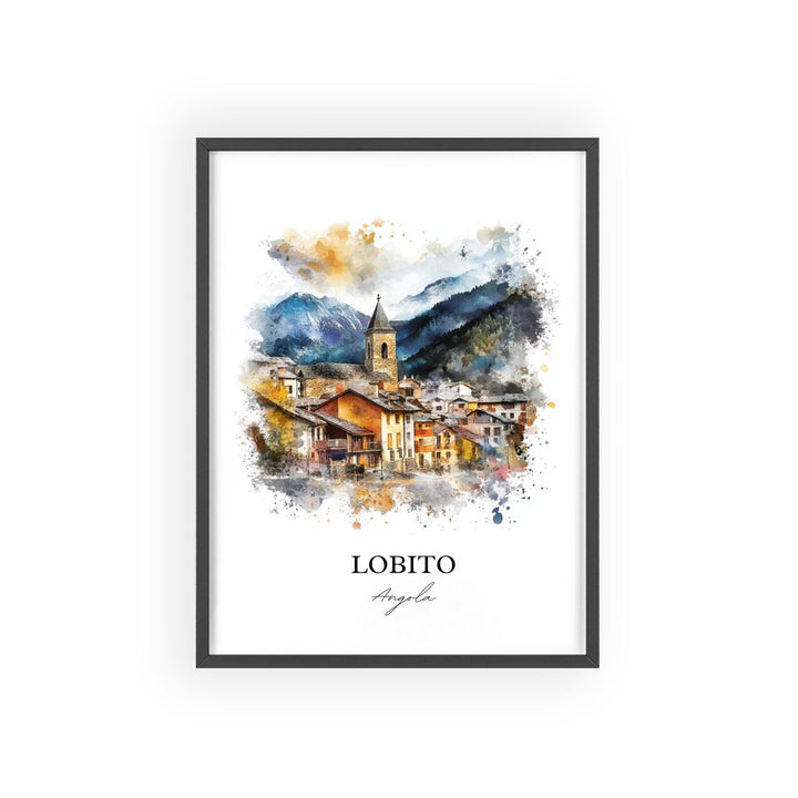 Lobito Angola Wall Art, Benguela Province Print, Angola Watercolor Art, Lobito Gift, Travel Print, Travel Poster, Housewarming Gift