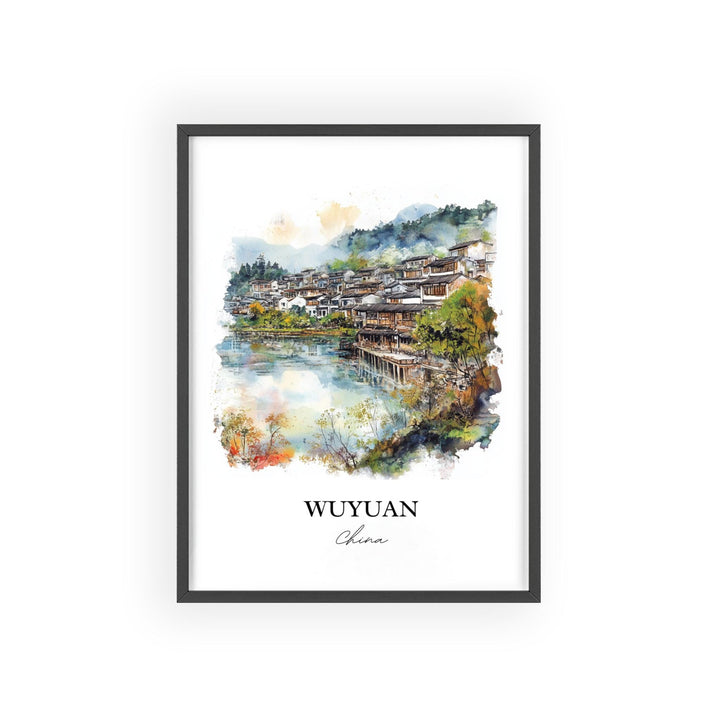Wuyuan Wall Art, Wuyuan China Print, China Watercolor Art, Jiangxi Province Gift, Travel Print, Travel Poster, Housewarming Gift