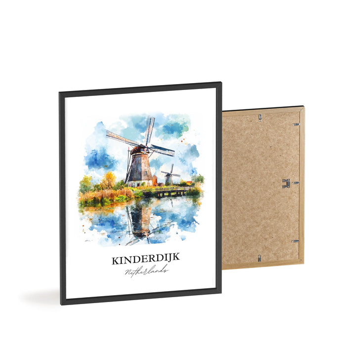 Kinderdijk Wall Art, South Holland Print, Netherlands Watercolor Art, Kinderdijk Gift, Travel Print, Travel Poster, Housewarming Gift