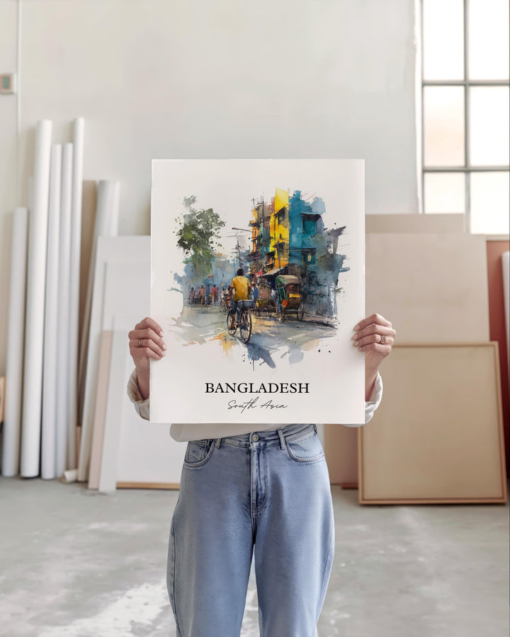 Bangladesh Wall Art, Bangladesh Print, Bangladesh Watercolor Art, Bangladesh Gift, Travel Print, Travel Poster, Housewarming Gift