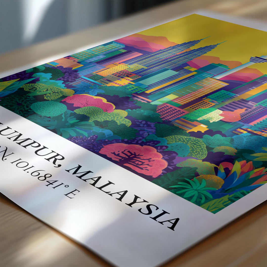 Kuala Lumpur Art, Kuala Lumpur Retro Travel Art, Kuala Lumpur Decor, Kuala Lumpur Gift, Malaysia Wall Art, Travel Prints, Housewarming Gift