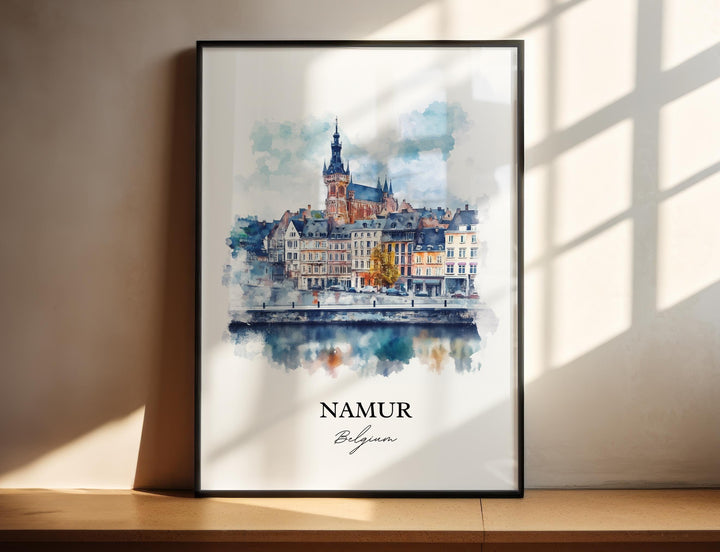 Namur Wall Art, Wallonia Region Print, Belgium Watercolor Art, Namur Belgium Gift, Travel Print, Travel Poster, Housewarming Gift