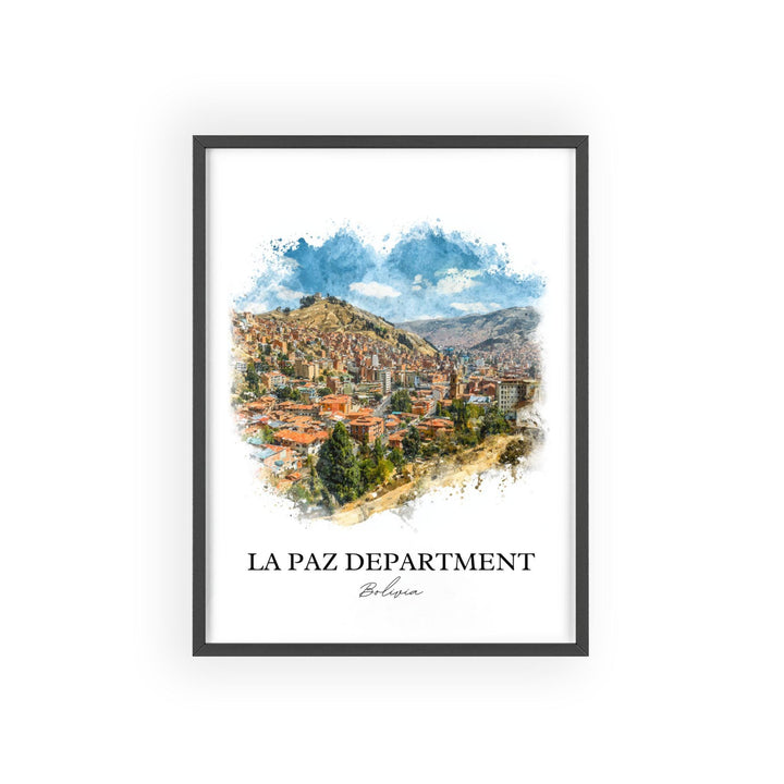 La Paz Wall Art, La Paz Print, Bolivia Watercolor Art, Bolivia Gift, Bolivia Travel Print, Travel Poster, Housewarming Gift