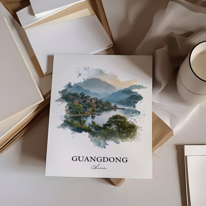 Guangdong China Wall Art, Guangdong Print, Guangdong Watercolor Art, Guangdong Gift, China Travel Print, Travel Poster, Housewarming Gift