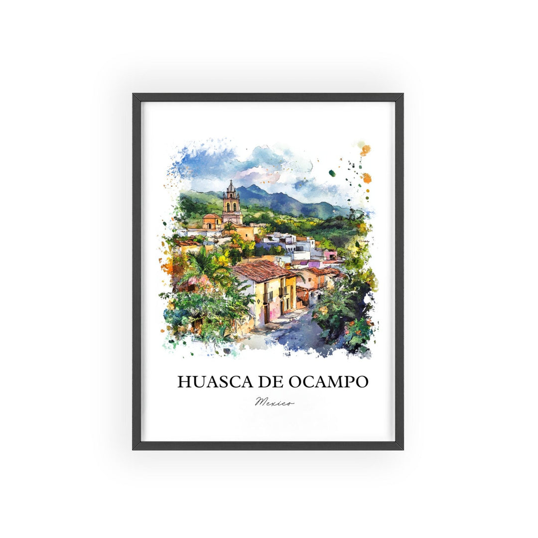Huasca de Ocampo Wall Art, Hidalgo State Print, Mexico Watercolor Art, Huasca de Ocampo Gift, Travel Print, Travel Poster, Housewarming Gift