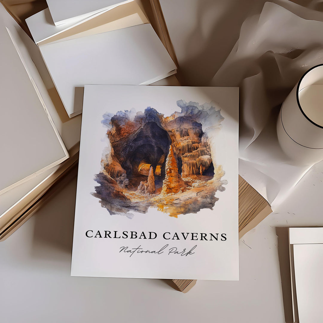 Carlsbad Caverns Art, Eddy County NM Print, Carlsbad NM Artwork, New Mexico Caverns Gift,
