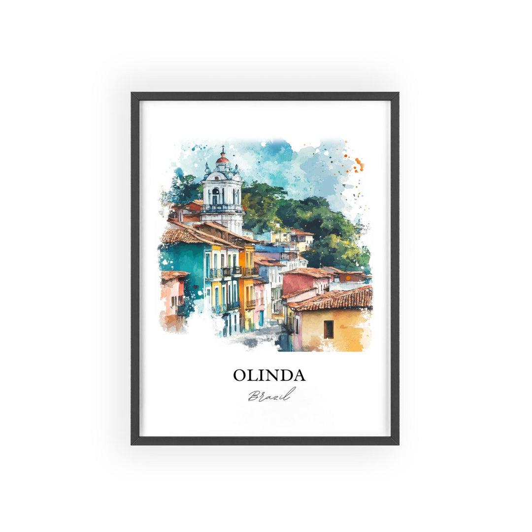 Olinda Brazil Wall Art, Recife Print, Brazil Watercolor Art, Olinda Brazil Gift, Travel Print, Travel Poster, Housewarming Gift
